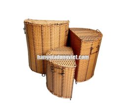Thùng Đựng Đồ Nhựa Đan Giả Mây Hình Bán Nguyệt