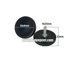 Bộ 4 Đế Nhựa Tăng Chỉnh M6x25, Đế 50x8mm