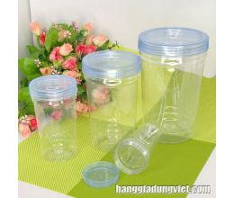 Bộ 4 Hũ Nhựa Trong Suốt Tiện Dụng (1250ml-750ml-350ml-150ml)