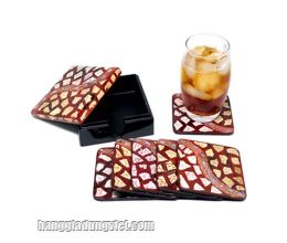 Bộ 6 Lót Ly Bằng Gỗ Mỹ Nghệ Cẩn Vỏ Ốc Xà Cừ