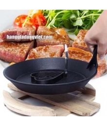 Chảo Gang Chống Dính Kiểu Nướng Có Đế Gỗ