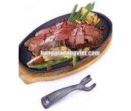 Bộ Chảo Gang Chống Dính Đế Gỗ (Loại Lớn)