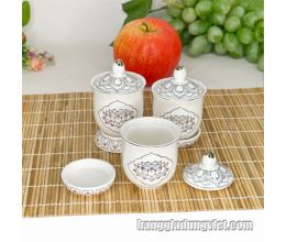 Chung Đựng Muối Gạo Nước Thờ Cúng Men Sứ Cao Cấp