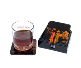 Đế Lót Ly Bằng Gỗ Mỹ Nghệ Vẽ Phong Cảnh (Hộp 6 miếng)