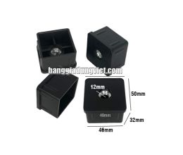 Bộ 4 Nút Nhựa Vuông 50 Ren 12 Đóng Chân Bàn Ghế Tăng Chỉnh