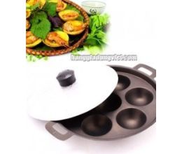 Chảo Đỗ Bánh Khọt Chống Dính 7 Bánh Kèm Nắp Đậy