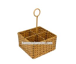 Xách Ly 4 Ngăn Nhựa Đan Giả Mây