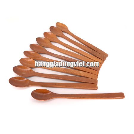 10 Muỗng Sinh Tố Cán Dài Gỗ Tự Nhiên (20CM)