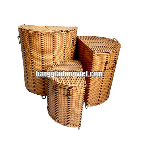 Thùng Đựng Đồ Nhựa Đan Giả Mây Hình Bán Nguyệt