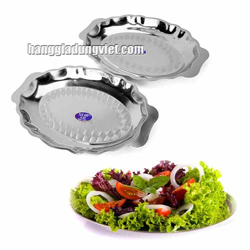 Combo 2 Dĩa Inox Cao Cấp Hình Oval 35x22