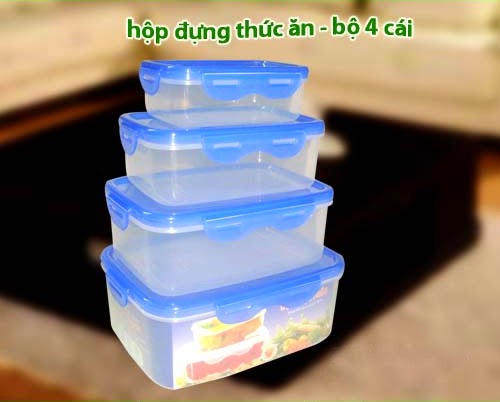 Bộ 04 Hộp Nhựa Đựng Thực Phẩm