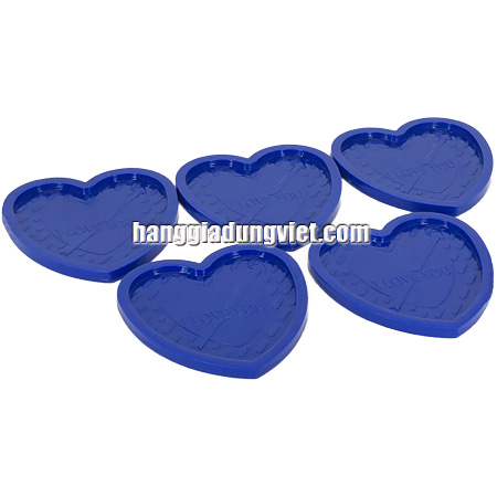Bộ 10 Đế Lót Ly Nhựa Dẻo Tim ( Nhiều Màu)