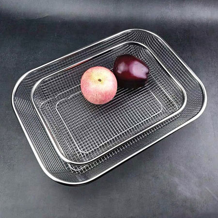 Bộ 2 Rổ Lưới Chữ Nhật inox Đẹp Tiện Dụng