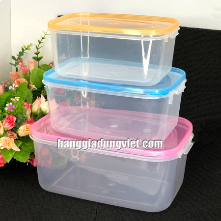Bộ 3 Hộp Nhựa Chữ Nhật Đựng Thực Phẩm