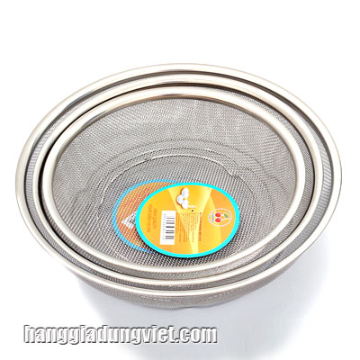 Bộ 3 Rổ Lưới Inox Cao Cấp Thấp Viền 19-22-25cm