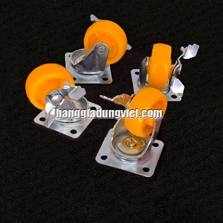 Bộ 4 Bánh Xe Đẩy Đa Chiều 4F Màu Vàng