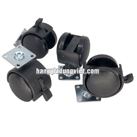 Bộ 4 Bánh Xe Nhựa 5 Phân Màu Đen