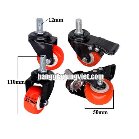 Bộ 4 Bánh Xe Quay Đa Chiều 5 Phân,Vít 12MM