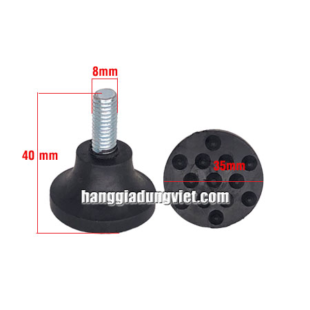 Bộ 4 Đế Cao Su Tăng Chỉnh Cao 40mm, Vít 8mm