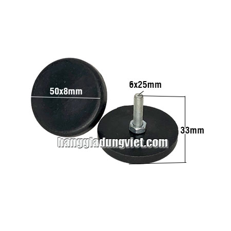 Bộ 4 Đế Nhựa Tăng Chỉnh M6x25, Đế 50x8mm