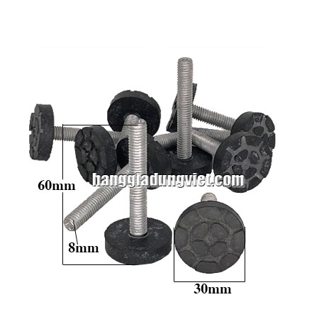 Bộ 4 Đế Cao Su Tăng Chỉnh Cao 60mm, Vít 8mm