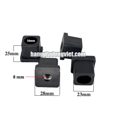 Bộ 4 Nút Nhựa Đóng Trong Sắt Hộp Vuông 25, Ren 8mm