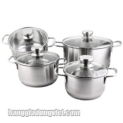 Bộ 4 Nồi Inox 3 Đáy Chính Hãng FiveStar Nắp Kính
