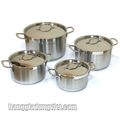 Bộ 4 Nồi Inox Cao Cấp Chính Hãng Fivestar Nắp Inox 