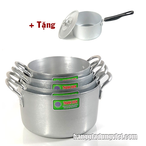 Bộ 4 Nồi Nhôm Cao Cấp (Tặng Nồi Nấu Mì)