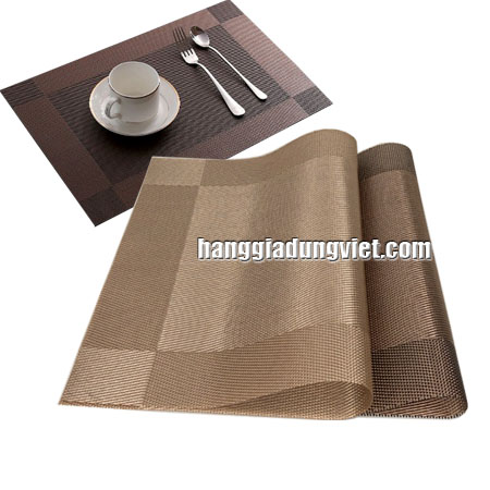 Bộ 4 Tấm Lót Bàn Ăn Nhựa PVC Cao Cấp Màu Nâu Sang Trọng