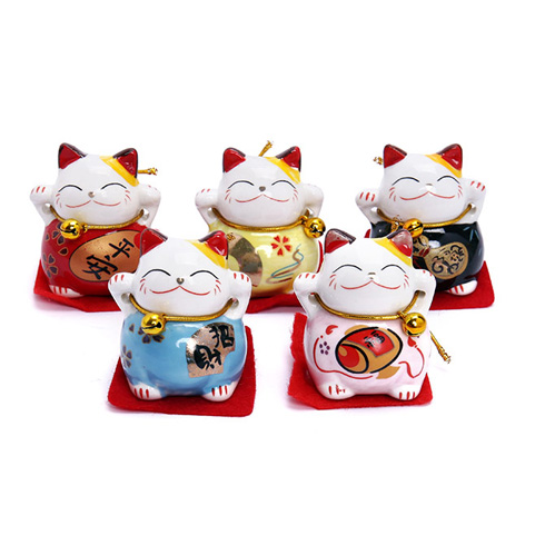 Bộ 5 Chú Mèo May Mắn Maneki Neko