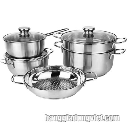 Bộ Nồi Inox 3 Đáy Nắp Kính Chính Hãng FiverStar