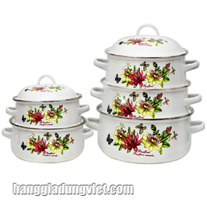 Bộ 5 Nồi Tráng Men Sứ Cao Cấp 18-20-22-24-26CM