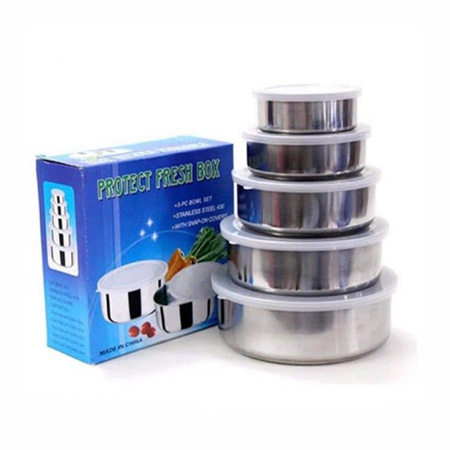Bộ 5 Thố Inox Đựng Thực Phẩm Có Nắp Đậy Tiện Dụng