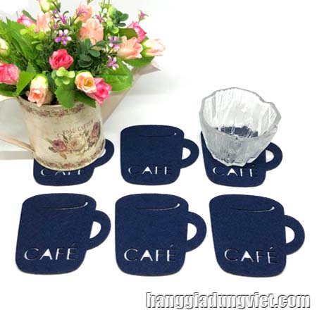 Bộ 6 Miếng Lót Ly Nỉ Polyeste Cafe