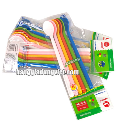 Bộ 6 Muỗng Nhựa Cán Dài Nhiều Màu