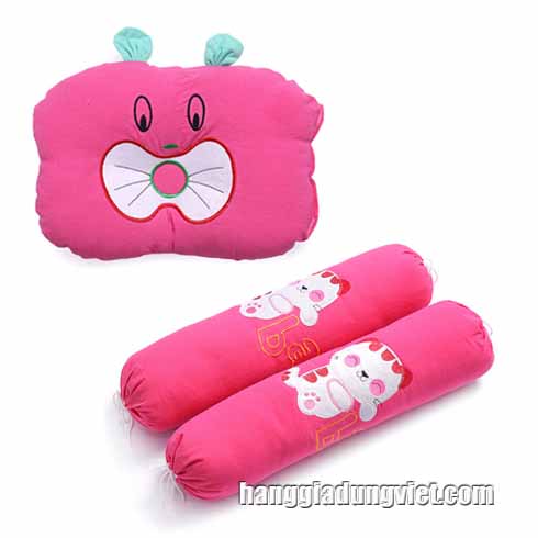 Bộ Gối Ngủ Cao Cấp Màu Hồng Cho Bé Yêu