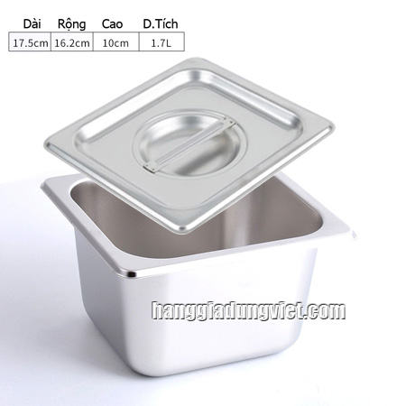Bộ Khay Inox Đựng Topping (175x162x100mm, 1.7 Lit)