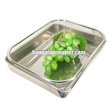 Bộ Mâm Rổ inox Chữ Nhật Tiện Dụng