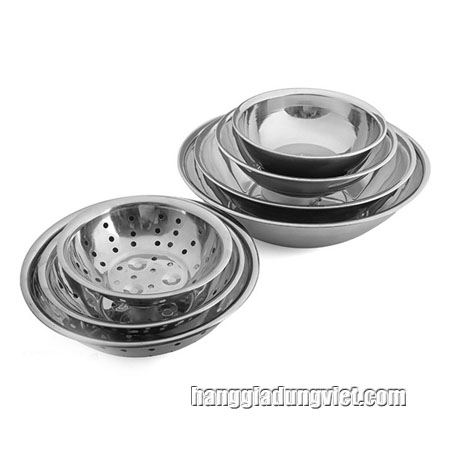 Bộ Thau Rổ iNox Cao Cấp 7 Món (3 Rổ , 4 Thau)