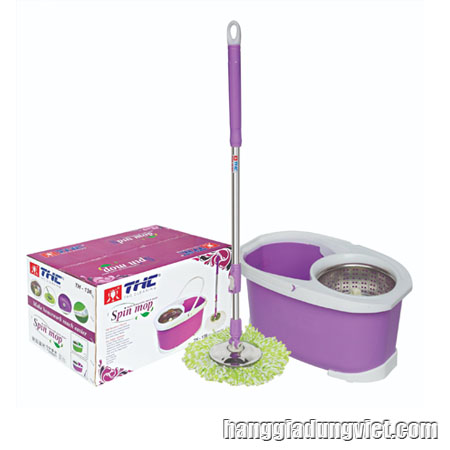 Thùng Lau Nhà 360 Độ Spin Mop Tím TH136