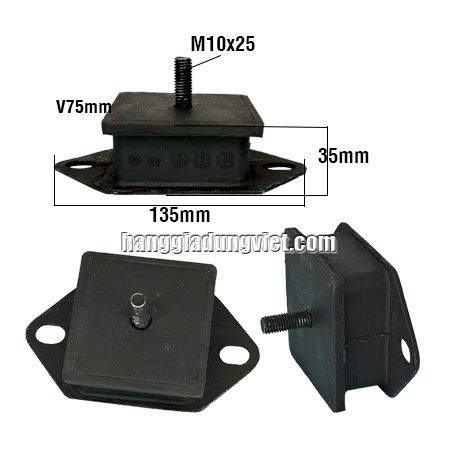 Cao Su Chân Máy Giảm Chấn Vuông 75x35mm