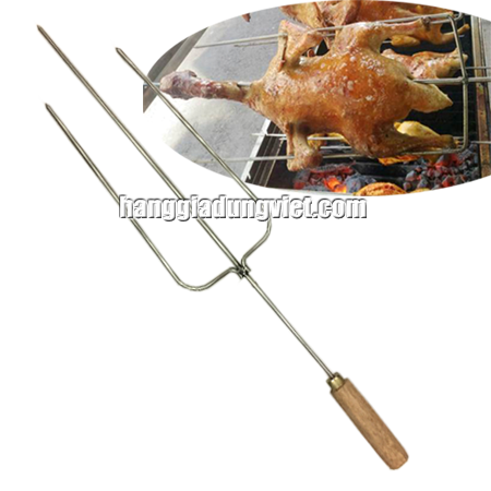 Cây Xiên Gà Nướng 3 Chia Cán Gỗ Chống Nóng – Dài 73cm