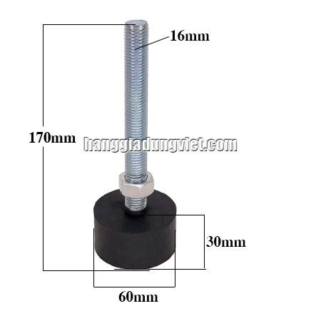 Chân Đế Cao Su Tăng Chỉnh 16MM