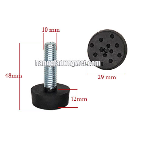 4 Chân Đế Cao Su Tăng Chỉnh Cao 48mm, Bulong 10mm 