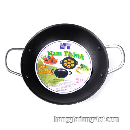 Chảo Inox Lòng Sâu Tráng Men Chống Dính Nam Thành (ĐK 20CM)