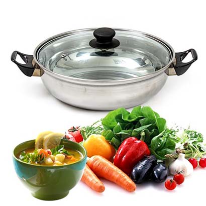 Chảo Lẩu Inox Nắp Kính 26cm