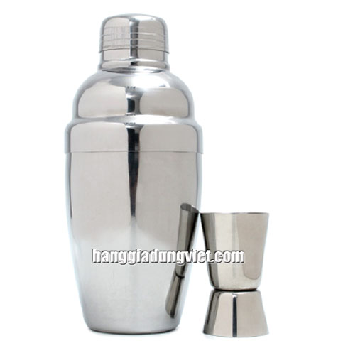 Combo 2 bình lắc cocktail và ly inox đo lường