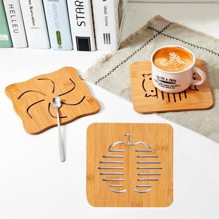 Combo 2 Đế Lót Ly, Lót Bình Bông Bằng Gỗ 14.5x14.5x0.5cm