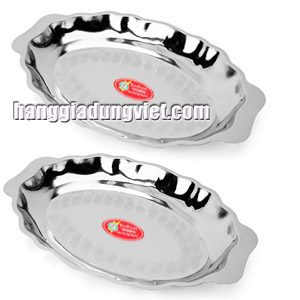 Combo 2 Dĩa Inox Cao Cấp Hình Oval (26x16cm)